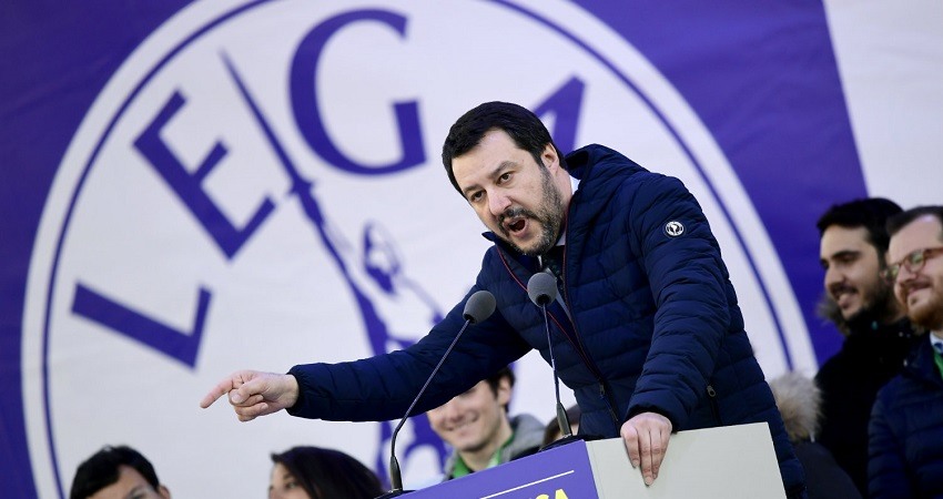 Matteo Salvini en un mitin