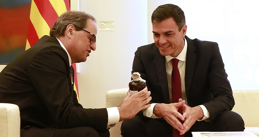 Sanchez recibe en La Moncloa al presidente de la Generalitat de Cataluna Quim Torra el 09 07 2018