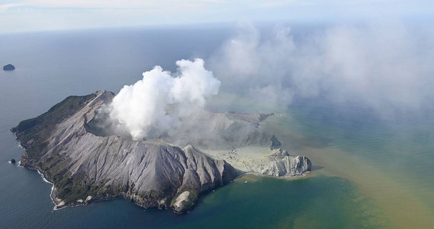 erupción de un volcán en Nueva Zelanda