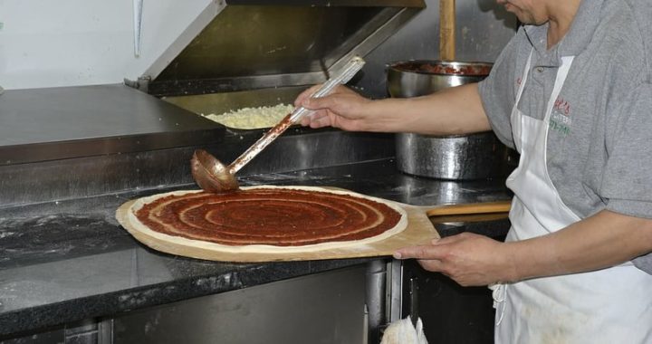 Mesa de acero inoxidable para pizzería