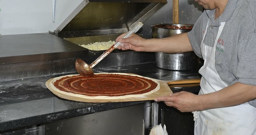 Mesa de acero inoxidable para pizzería